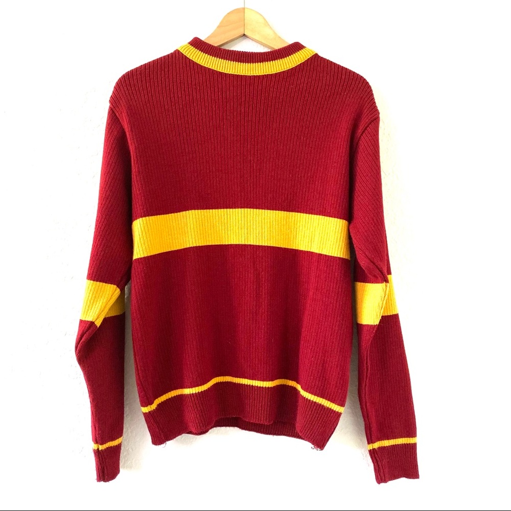 Classic Crewneck Stripe Sweater in Burgundy & Yellow